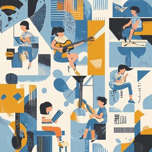 乐器包装封面插画