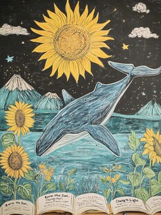 银河星系手绘鲸鱼儿