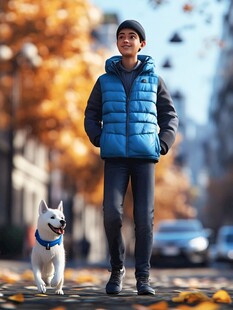 大学生遛狗