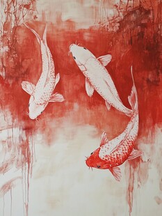 红鲤鱼手绘