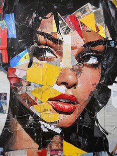 人脸色块拼接装饰画