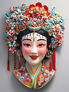 京剧脸塑像