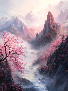 桃林仙境插画