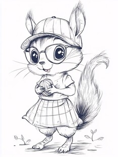 手绘小松鼠