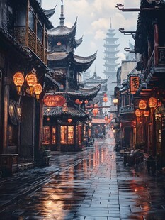 雨中古街