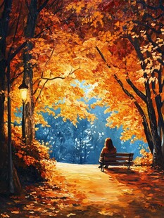 秋天森林画唯美秋色