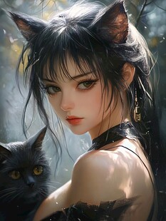 插画闪屏猫女