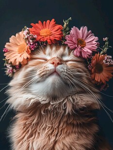 猫咪与鲜花