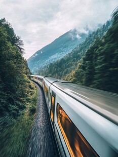 山林中行驶的动车