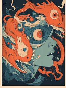 创意金鱼潮流插画