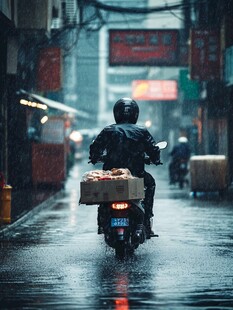 雨中送餐