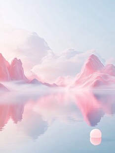 渐变色彩山水画