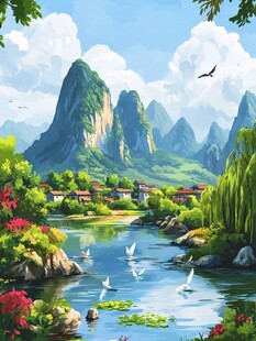 插画山水风景