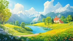 宽屏风景画