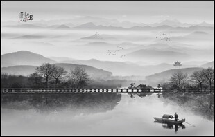 中国风水墨意境山水风景