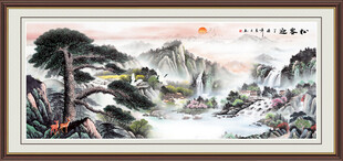 迎客松国画山水迎客松 