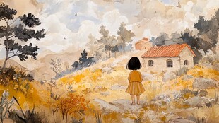 午后的小女孩插画
