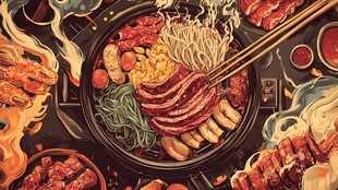 牛肉冷面插画