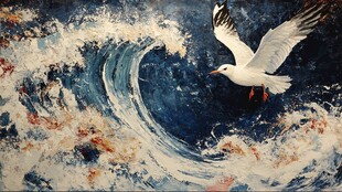 海浪仙鹤海浪酒店壁画