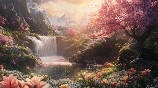 唯美梦幻花田场景