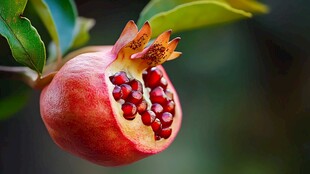 石榴花苞特写红花绿叶