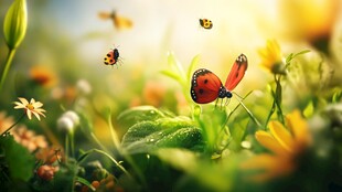 花丛中蝴蝶素材