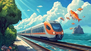原创高铁插画