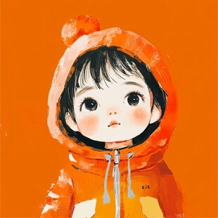 橙色衣服小女孩