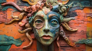 装饰品人面雕塑