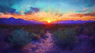 荒野黄昏插画