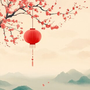灯笼梅花背景图