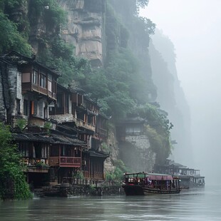 烟雨朦胧湘西风光