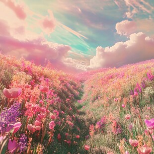 唯美梦幻花田场景