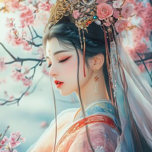 古风美女头像插画封面