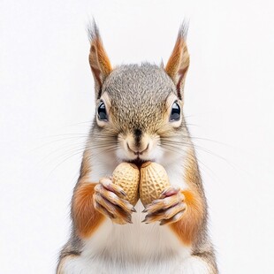 捧着松果的小松鼠