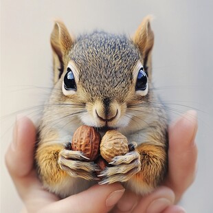 捧着松果的小松鼠