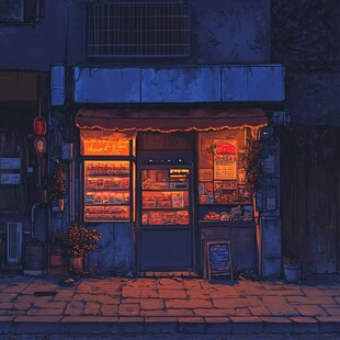 街边小店插画