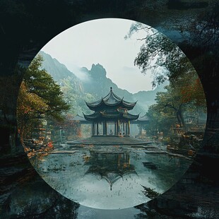 山水楼阁雅致意境风