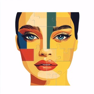 人脸色块拼接装饰画