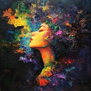 唯美抽象画水彩画女人