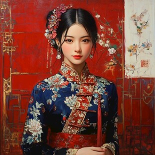 江南美女油画