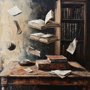 书籍油画