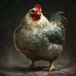 油画鸡
