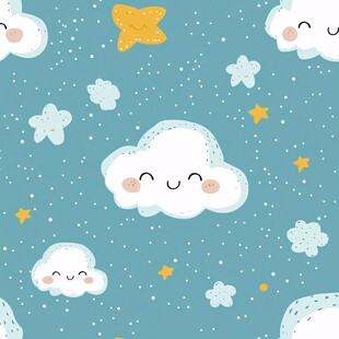 儿童卡通云朵印花图案