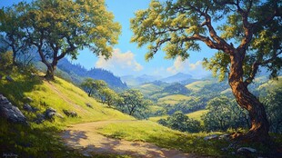 风光人间仙境油画