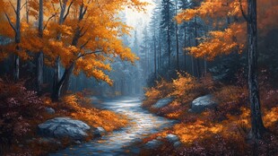 秋天森林画秋天壁纸