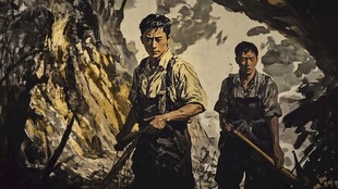 锡矿工人采矿场景