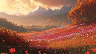 唯美梦幻花田场景