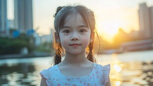 夕阳小女孩