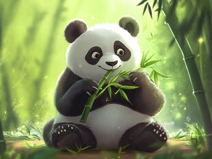 写实熊猫插画